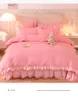 Conjuntos de cama Rosa Princesa Meninas Ruffle Lace Define Luxo Quilt Cover Folha de Cama e Fronhas Soft Bedclothes Decor Home 231211