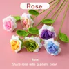 Decorative Flowers Creative Handmade Finished Crochet Yarn Eternal Flower Gradually Changing Color Pointed Rose Simulation Bouquet 9cmx40cm