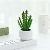 Decorative Flowers 1Pc Artificial Succulent Plants Bonsai PVC Plant Ceramic Flower Pot Home Living Room Desktop Decoration