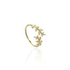 Cluster Ringen Aankomst Zuid-Korea Mode Eenvoudige Lichte Luxe Planten Kruis Bladeren Zirkoon Ring Vriendin Gift Party Vrouwen Sieraden