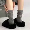 Frauen Socken Koreanische Gestrickte Lange Für Männer Verdicken Winter Warme Weiche Mädchen Mode Vintage Einfarbig Brief Strümpfe