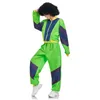 Dames tweedelige broek volwassen dames en heren jaren 80 retro hiphop windjack colorblock disco trainingspak lange mouwen tops losse outfits