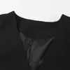 Women s Suits Blazers EAM Black Button Elegant Long Blazer Women V neck Sleeve Loose Fit Jacket Fashion Spring Autumn 2023 7AB1239 f231211