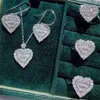 2021 Choucong Cocktail Luxury Jewelry Set 925 Sterling Silver Full T Princess Cut Topaz CZ Diamond Heart Pendant Earring Women Rin2599