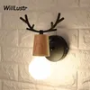 Modern Demir Antler Duvar Sconce Art Deco Ahşap Lamba Bar Restoran Lounge Bakery Mutfak Lobi Koridoru Geyik Kafası Yaratıcı Light265m