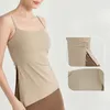 Camisas ativas LO confortável lado puxar corda plissado slim-fit yoga wear embutido almofada no peito superior colete de fitness feminino