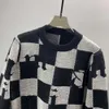 Pull pour hommes pull de Style européen à la mode avec impression 3D à carreaux noir et blanc, pull tricoté unisexe pour l'automne et l'hiver