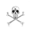 Brooches Catuni Goth Punk Skull Crossbones Pin Brooch Cool Metal Lapel Jacket Backpack Badge Jewelry Accessories Gift For Men Collection