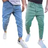 Jeans pour hommes Jeans pour hommes bleu taille élastique pantalons décontractés vert pantalon ajusté kaki jeans streetwear vêtements de créateurs hommes Q231212