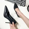 Scarpe eleganti Lucyever 2024 Décolleté da ufficio in pelle nera Pu da donna Plus Size Tacchi alti poco profondi Donna Slip On Tacco a spillo Lavoro