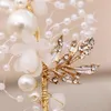 Hair Clips Sweet Crystal Bridal Flower Faux Pearl Handmade Leaves Headband Wedding Band Children Accessories XH