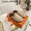 Designer Go Mules Sandals Mueller Slippers Suede Taupe Top Quality Women Slipper Go Flat Thick Bottom Suede Wrapped Toe Leather Summer Beach Flip Flops