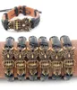 Hela 12pcslot Cool Boy Men Tribal Style Owl Leather Armband Black Wrap Hemp Armband Bangles Gifts9134881