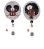 Porte-clés de style le plus récent, porte-badge rétractable en strass pour fille noire, accessoires de nom d'infirmière, bobine de badge avec pince crocodile 7744188