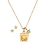 Pendant Necklaces Star Moon Gold Color Square Locket Pendants For Women Openable Po Frame Glossy Family Pet Picture Necklace Love Gift