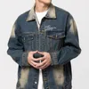 Giacche da uomo American Retro Gradient Big Pocket Tooling Giacca di jeans Coppia Casual Allentato High Street Uomo Top Cappotto Abbigliamento maschile