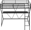 Boksgewaden Twinsize metalen hoogslaper met houten bureau en ladder XSvormig bedframe met volledige lengte leuningen voor kinderen, tieners, volwassenen 231211