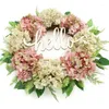 Dekorativa blommor Hello Letter Hydrangea Wreath Artificial Hanging Wedding Ornament för vårträdgårdsgårdens ytterdörrdekoration