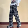 Männer Hosen Winter Plaid Enthaarte Samt Dicke Warme Kleidung Karierte Casual Jogginghose Übergroße Lange Gerade Hosen