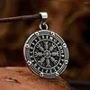 Pendentif Colliers Mode Nordic Vegvisir Boussole pour hommes Punk 316L en acier inoxydable Viking Rune Collier Amulette Bijoux Cadeau En Gros