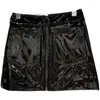 Skirts Women's Sexy Silver Gold Mini Metallic Skirt With Pockets Zip Up Short Black Leather