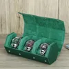 Watch Boxes Portable 3 Slots Roll Box Leather Storage Travel Case Green Jewelry Gifts Cases Display Orga F5X8