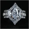 Кольца 2023 Choucong Брендовые ювелирные изделия Sterling Sier Marquise Cut Белый топаз Cz Diamond Eternity Женское обручальное кольцо для Drop Deli Dhbnx