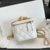 10A Mirror Quality Designer Original top 1to1 Golden bead bag woman Cosmetic Bag 22B 11cm genuine leather chain bags With box AP1447