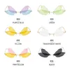 Lunettes de soleil libellule de couleur dégradée sans cadre rouge net KAJILA, lentille d'aile féminine, tiktok, même type de lunettes photo. 1214 1214