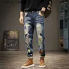 Jeans masculinos jeans para homens rasgados calças de bordado com buracos cônicos calças de cowboy masculino estrela rasgado quebrado 2023 tendência elegante y 2k vintage q231212