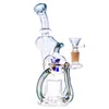 Bong in vetro inebrianti Narghilè/9 pollici Mulino a vento rotante Perc Recycler Bong Dab Rig Tubo dell'acqua da 14 mm