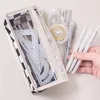 Transparent Pencil Case Checkerboard Pen Bag Large Capacity Stationery Pouch Storage For Office School Student Travel Supplies