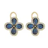 Stud Vintage Royal Clover Cristallo blu Zaffiro Pietre preziose Diamanti Orecchini per le donne Gioielli color oro Bijoux Accessori per feste1251G