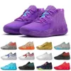 Hög kvalitet med 100 Box Professional Lamelos Ball MB01 Mens Trainers Basketball Shoes Galaxy Beige and Sky Blue Blast Purple Design