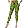 Active Pants Avocado Salad Leggings Green Fruit Print Gym Yoga High Waist Elegant Sport Pockets Quick-Dry Graphic Legging