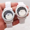 Women Ceramic Watch 3D Camellia Fashion Casual Women's Quartz Analog Wrist Watch Gift256g