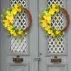 Dekoracyjne kwiaty sztuczne ręcznie wykonane wieniec martwy gałąź żółty kwiat Spring Front Door Decor sezonowy dla wielu pokoi
