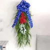 Couronne de porte patriotique en forme de larme, fleurs décoratives, pour le Memorial Day du 4 juillet, décorations de fleurs artificielles avec rouge, blanc et bleu