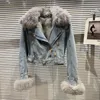 Damenjacken Winter Frauen Denim Mantel Jacke Kurzer Kragen Warme High Street Oberbekleidung Verdicken Qualität Luxus Design Party Wear