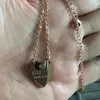 Fashion Luxury Designer Collana originale con ciondolo a forma di cuore con marchio originale per ragazze di alta qualità, in oro 18 carati, argento rosa, logo da donna, incisione di gioielli per feste di nozze