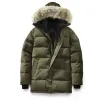 Mens Designer Down Jackets Canadian Parka Winter Waterproof Tyg Män Wolf Fur Jacket Huva Fourrure Outwear Raccoon Furs