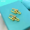 Stud New Fashion Designer Brand Tiff t Family Stud Ear Studs Drilled Earrings Simple and Versatile Style Trendy Single Item Buckle Gift box