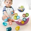 Bath Toys Toddler Bath Toys Boats Set Baby Toys 0-12 månaders badkar Vattenleksaker för pojkar och flickor Balansblock Interaktiva leksaker för barn Q231212