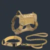 Dog Collars Leashes Camo Tactical Dog Harness Pet Training Vest Dog Harness And Leash Set For Small Medium Big Dogs 231212