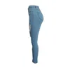 Jeans da donna Vogueable sexy buco strappato tinta unita slim elastico casual lungo nona matita pantaloni in denim vita quotidiana