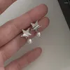 Stud Earrings Metal Five-pointed Star Pearls For Women Girls Novel