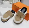 Designer Go Mules Sandals Mueller Slippers Suede Taupe Top Quality Go Fur Shearling Suede Clogs Women Men Luxury Slip On Cork Flat Winter Wool Cork Slides Comfort Pl