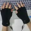 Radfahrenhandschuhe 1 Paar Schwarz Winter Männer Fahrrad Frauen USB Erhitzt Half Finger Fahrrad Outdoor Laufen Skifahren Fäustling