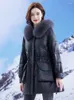 Cappotto da donna in pelle 2023 promozione abbigliamento invernale di media lunghezza capelli rimovibili in pelliccia di montone