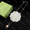 Chic Wedding Bride Earrings Rose Gold Charm Bracelets Women Floral Pendant Necklace with Box Set